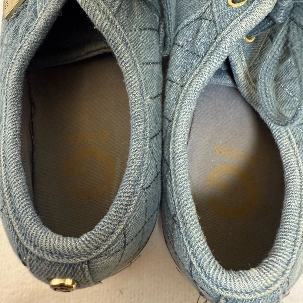 By Guess Los Angeles Backer Lace-Up Sneakers Medium Blue Denim Fabric SIZE 8M